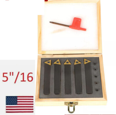 5 pc 5/16'' Indexable Carbide C6 Insert Tool Bit & Holder Mini Lathe Set