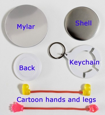 44mm 1-3/4'' Cartoon Key Chain Button Badge Parts Supplies DIY 100 Sets/Pack