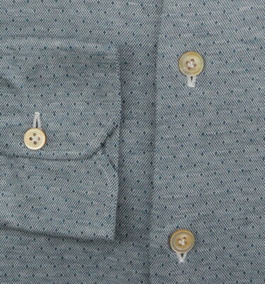 Pre-owned Kiton Green Polka Dot Cotton Shirt - Slim - (kt118224) In Blue