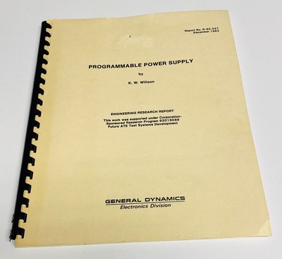 General Dynamics Electronics Division Programmable Power Supply 1982