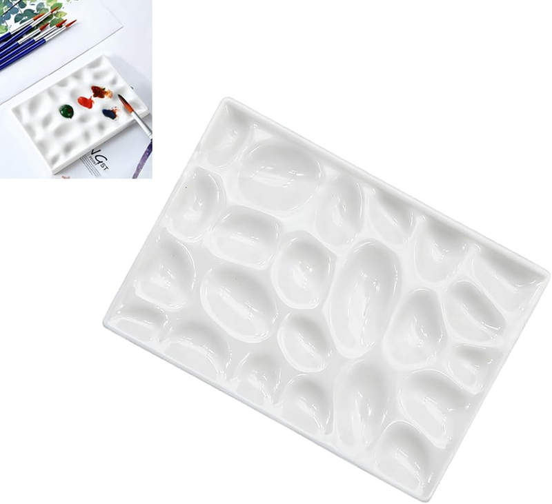 Pebble-Style Palette, Rectangular Ceramic Palette, Watercolour Pallet, Porcelain