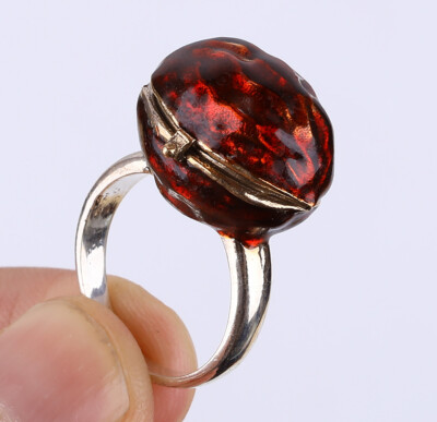 WALNUT SIMULATED .925 SILVER & BRONZE RING SIZE 7.5 #11631