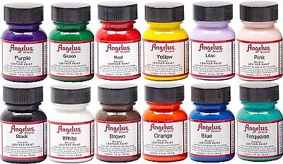 (2 Bottles) of Angelus Acrylic Shoes Boots Handbags Leather Paint Dye 1 oz