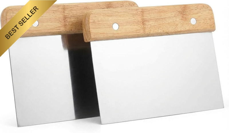 Dough Scraper, Bench Scraper Set of Two, Food Scraper for Kitchen Baking and Coo