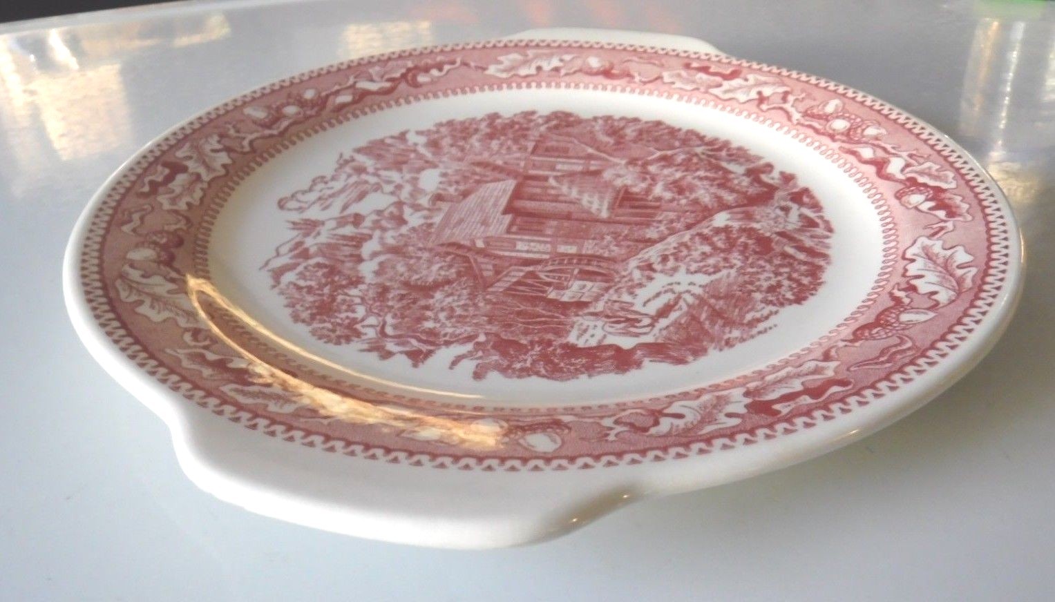 Nice Vintage Memory Lane Royal Ironstone 1965 Red Transferware 10.5 Inch Platter