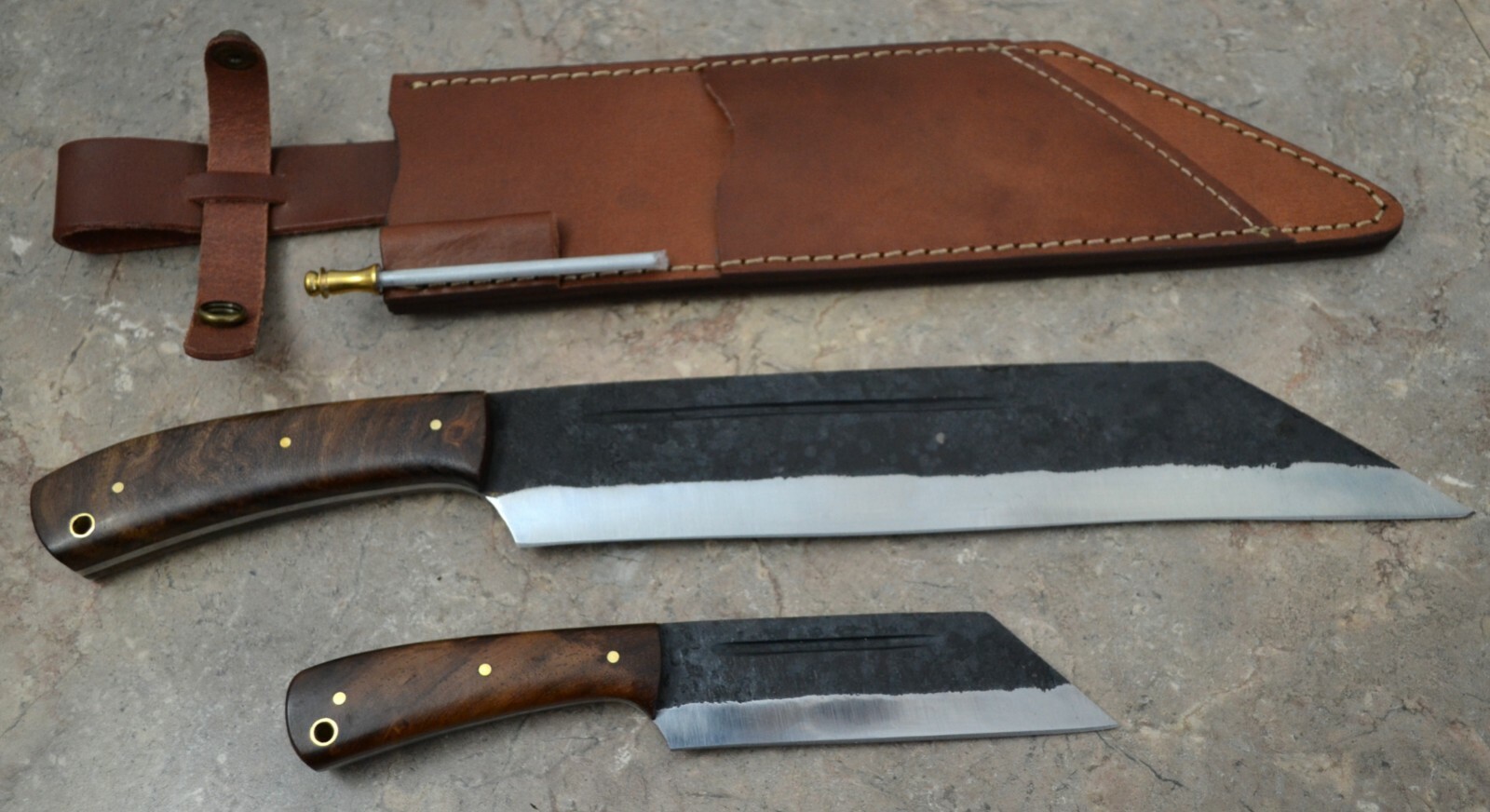 Custom Made Rail Track Forged Viking Style Seax Knives Combo (SR 16)