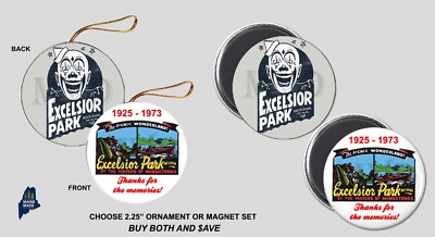 EXCELSIOR AMUSEMENT PARK Ornament / Magnet Set - Vintage Collectible Defunct MN