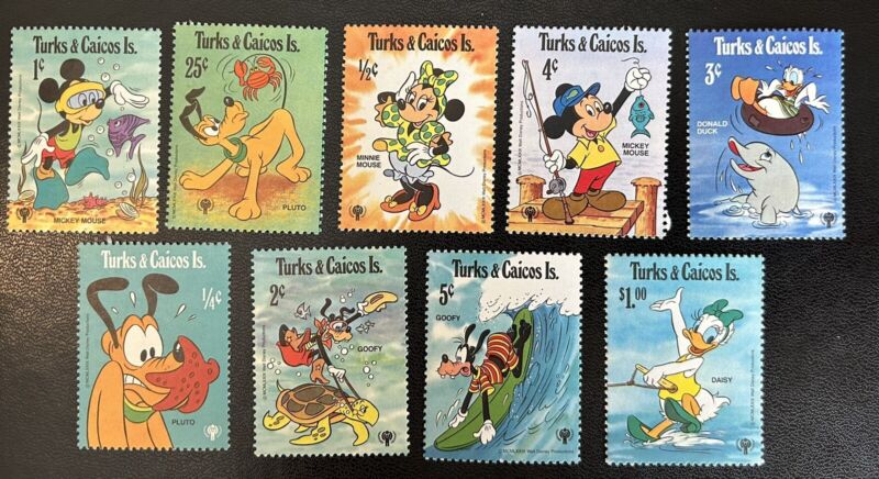 Turks & Caicos: 1979. Disney.  Complete set of 9. SC# 399-407 MNH. Lot#03-07104