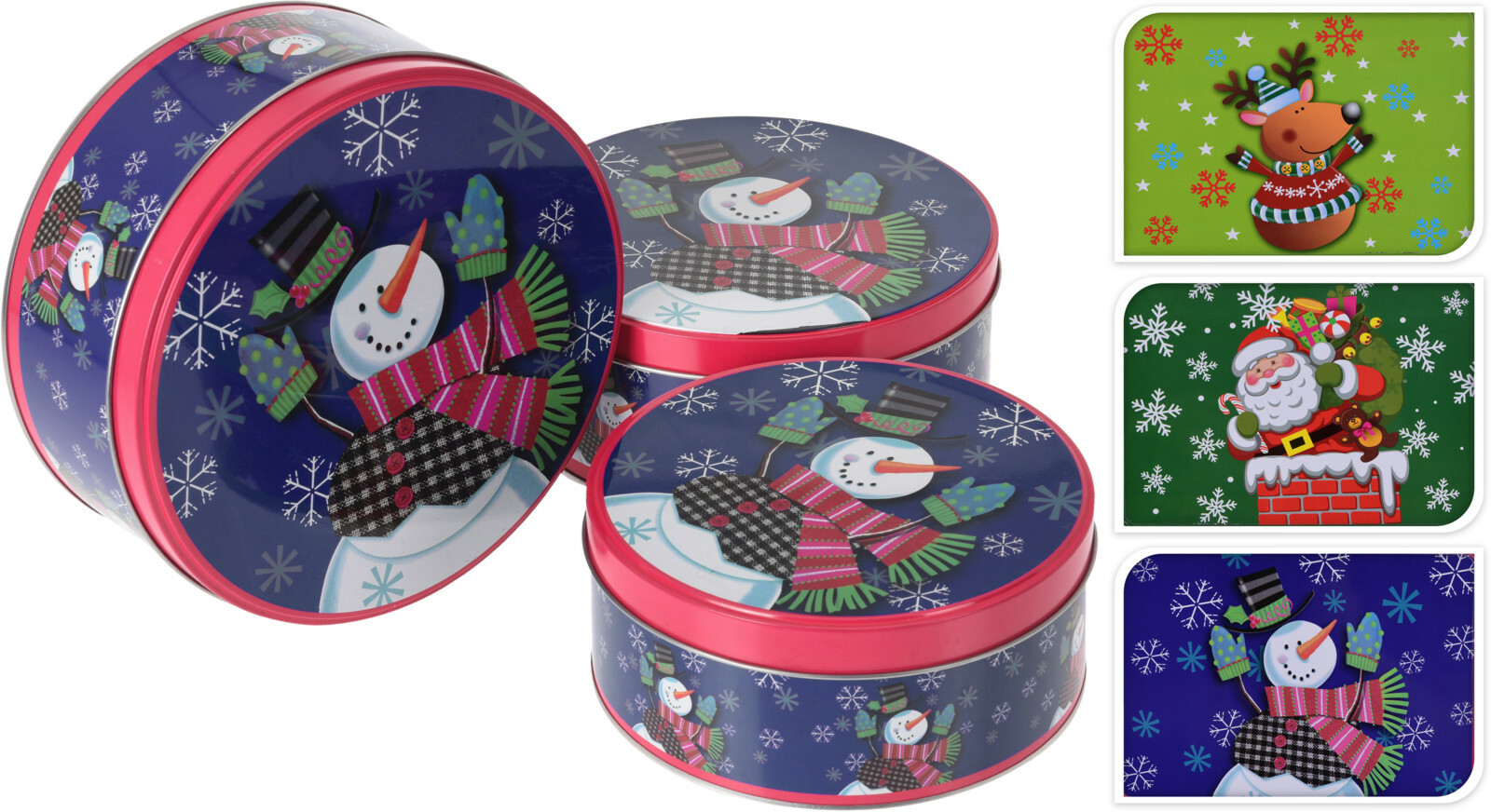 Set of 3 Christmas Cake Storage Tins Xmas Sweets Biscuit Cookies Tin 7