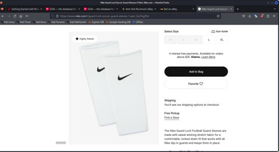 NIKE GUARD LOCK SOCCER GUARD SLEEVES (1 PAIR) White COLOR Large