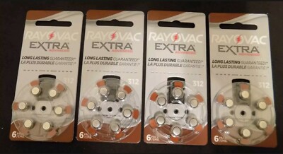 Rayovac Extra Advanced Hearing Aid Battery Size P312-6 to 240 batteries EXP 2024