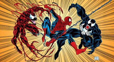 Spider-Man Swing vs Venom and Carnage Poster Comic Book (24x44) Inches