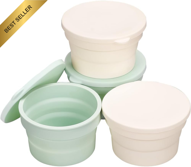 4 Pack Silicone Dough Boxes, 600 ML Foldable Pizza Containers