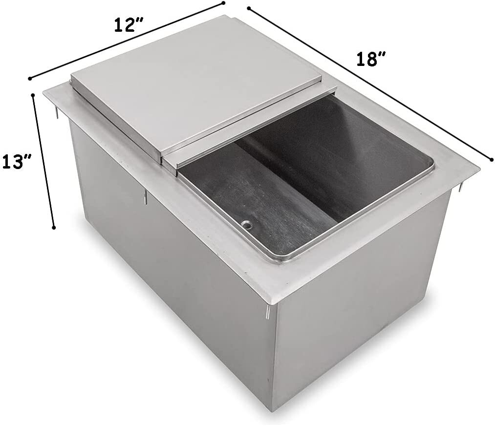 Commercial Stainless Steel Drop-In Ice Bin Chest 18"x12"