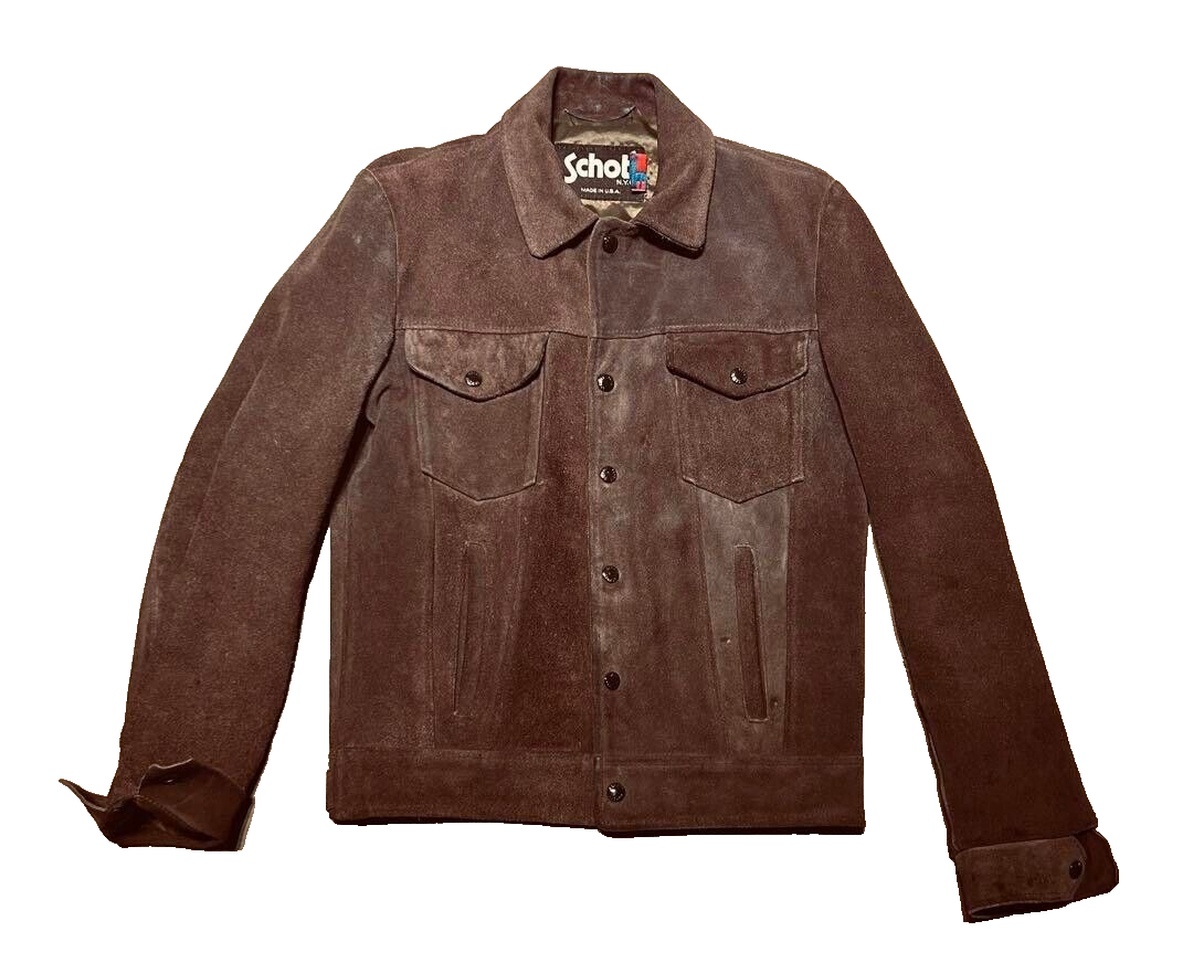 Schott WESTERN スエードジャケット 36 Schott Suede Cow Leather Trucker Jacket Blouson Men Size 36