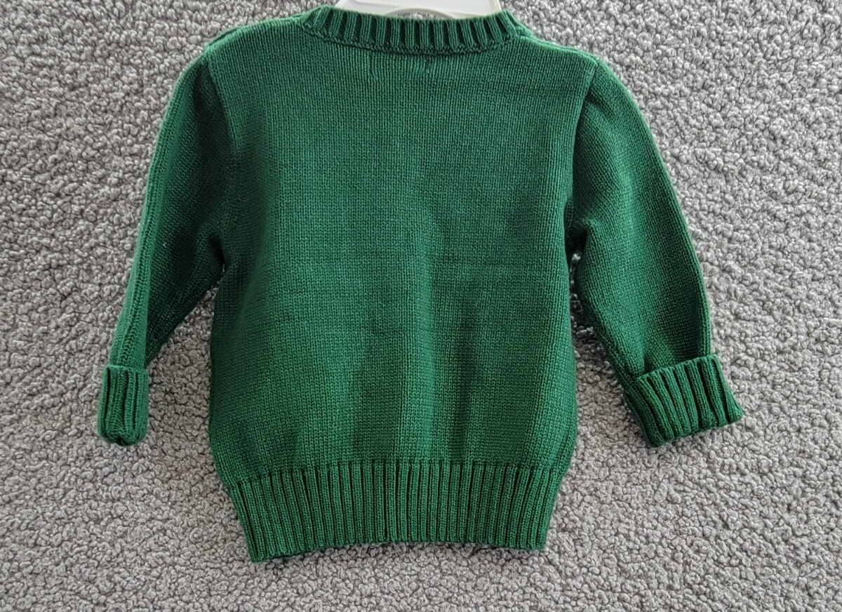 Ralph Lauren Dog-Intarsia Crewneck Sweater Baby Boys' 9M Green Long Sleeve - Picture 10 of 16
