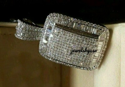 Pre-owned Nsg 2.5ct Baguette Cubic Zirconia Mens Fully Filed Dog Tag Pendant Free Stud In White