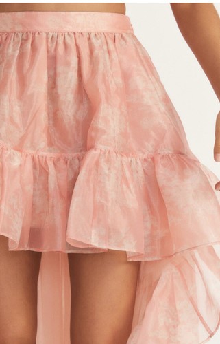 

LoveShackFancy Юбка Tola Puffy из органзы с оборками в цвете Coral Romance, Розовый