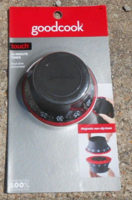 GoodCook Touch 60 Minute Timer with Magnetic Non-Slip Base ~  Black/Red