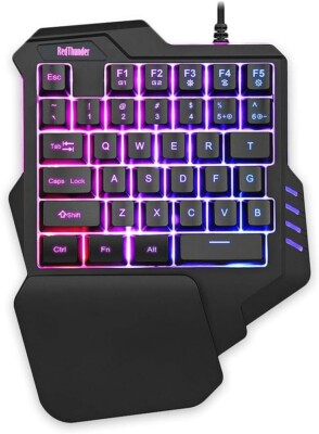 RedThunder One Handed Gaming Keyboard RGB Backlit 35 Keys Portable Mini Gaming K