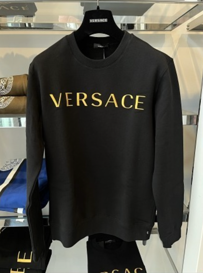 Pre-owned Versace Brushed Embroidery Logo Gold Sweater Sweatshirt Pullover Jumper Xl