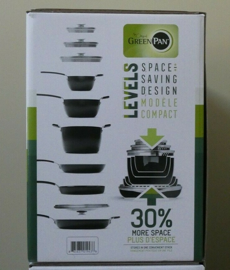 GreenPan Levels Cookware Set Healthy Ceramic Diamond Advanced Nonstick 10 Piece✅