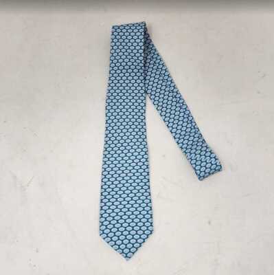 New boys Vineyard Vines Mini Footballs Aqua Ocean blue silk tie