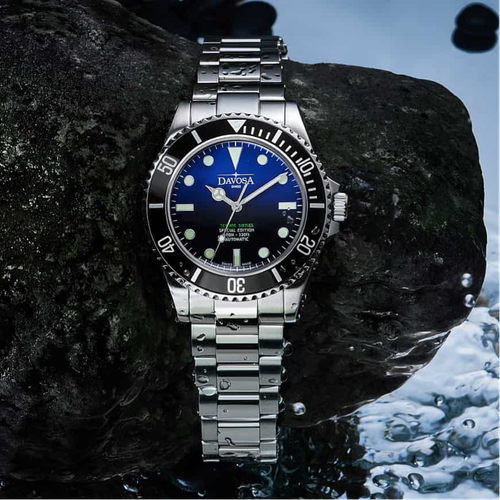 Pre-owned Davosa Ternos Sixties Blue Vintage Dive Automatic Swiss Made 40mm Watch 16152590