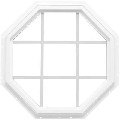 Fixed Octagon Vinyl Window Grids 24 in. x 24 in. Insulated Glass White