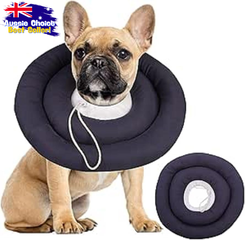 Dog Recovery Collar - Soft Waterproof Cone - Comfy Elizabethan - Navy - Large