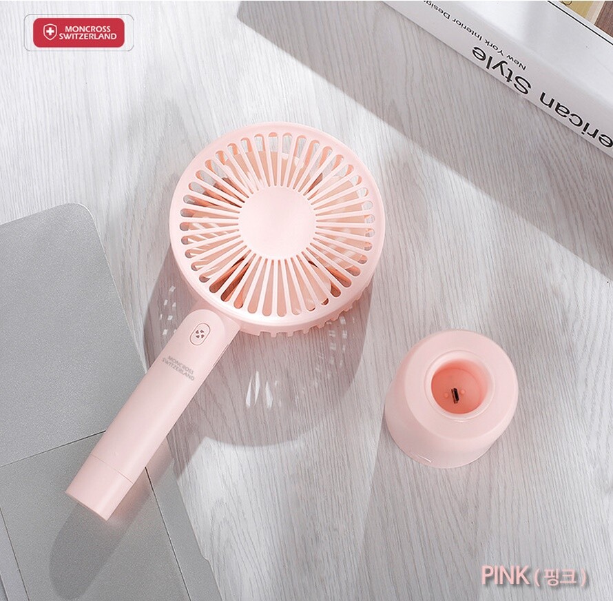 Moncross Wireless Oscillating Mini Fan Portable Handheld with Wireless Rotary Cr