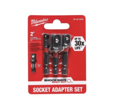 Milwaukee 48-32-5033 3pc Shockwave Impact Duty Socket Adapter Set 1/4  3/8  1/2 