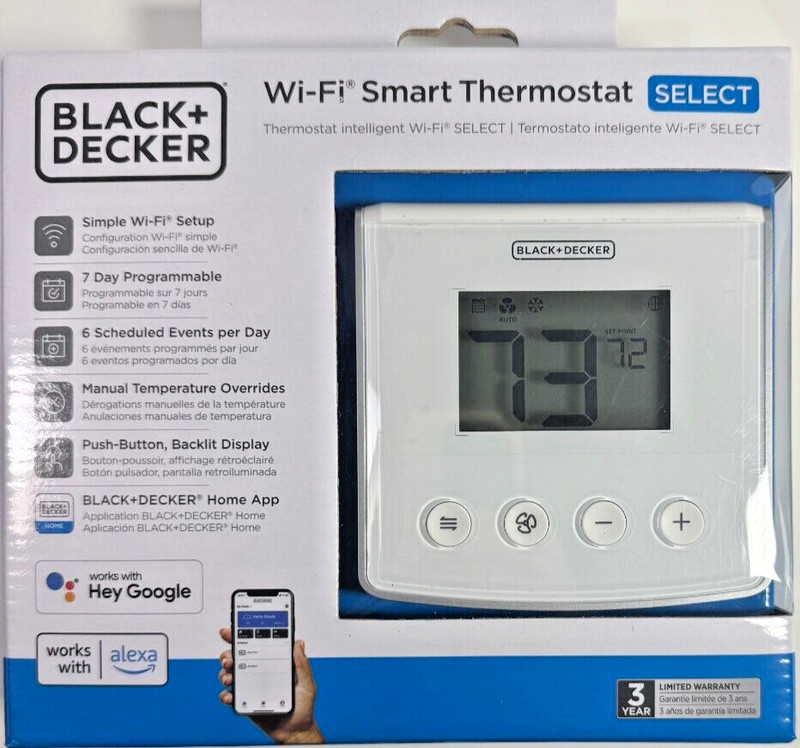 BLACK+DECKER Smart Home Device Compatible Wifi Home Thermostat SELECT
