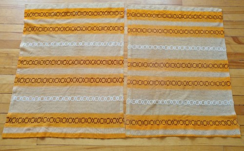 Vintage Curtains Sheer Weave 2 Rod Ready Panels Orange Brown White Kitchen Small