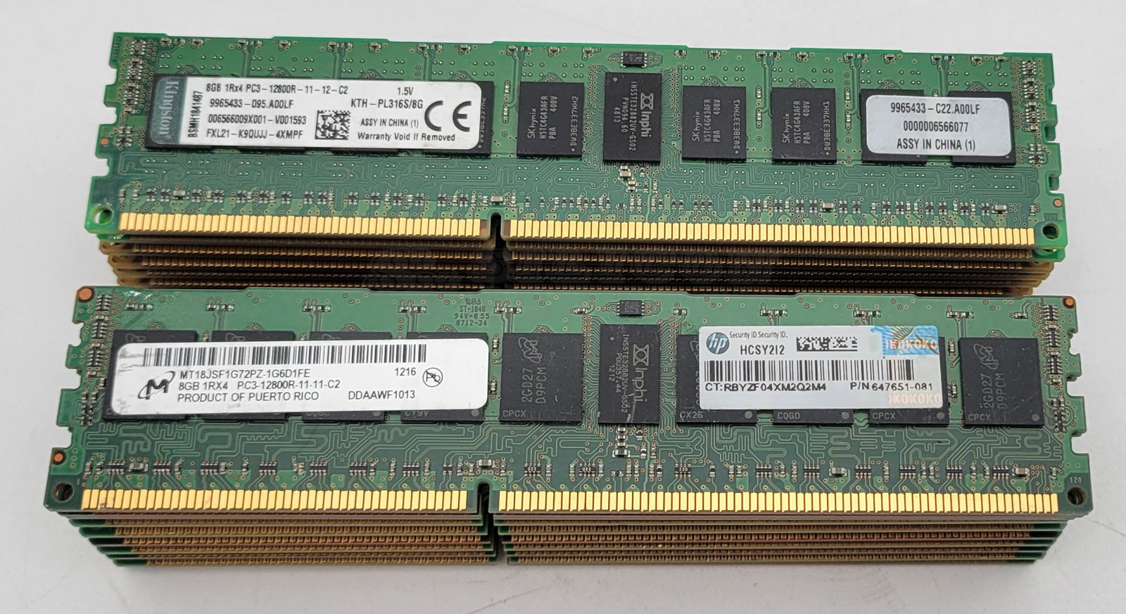 Micron Kingston 20 x 8GB PC3-12800R 1600MHz 2Rx4 ECC Reg Server Memory
