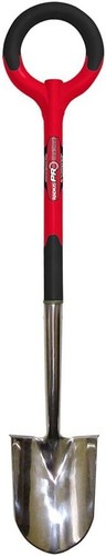 Radius Garden PRO Ergonomic Stainless Steel Digging Shovel, Red