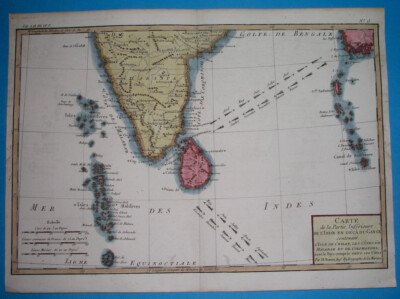 1780 ORIGINAL MAP INDIA CEYLON SRI LANKA TAMIL NADU KERALA ANDHRA PRADESH GOA