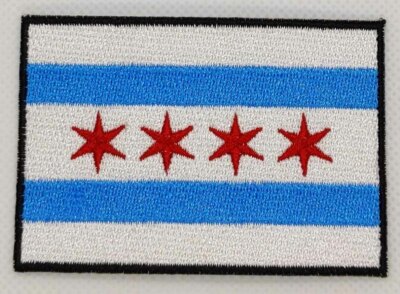 Chicago City Flag Patch Badge Embroidered Iron On Illinois Applique