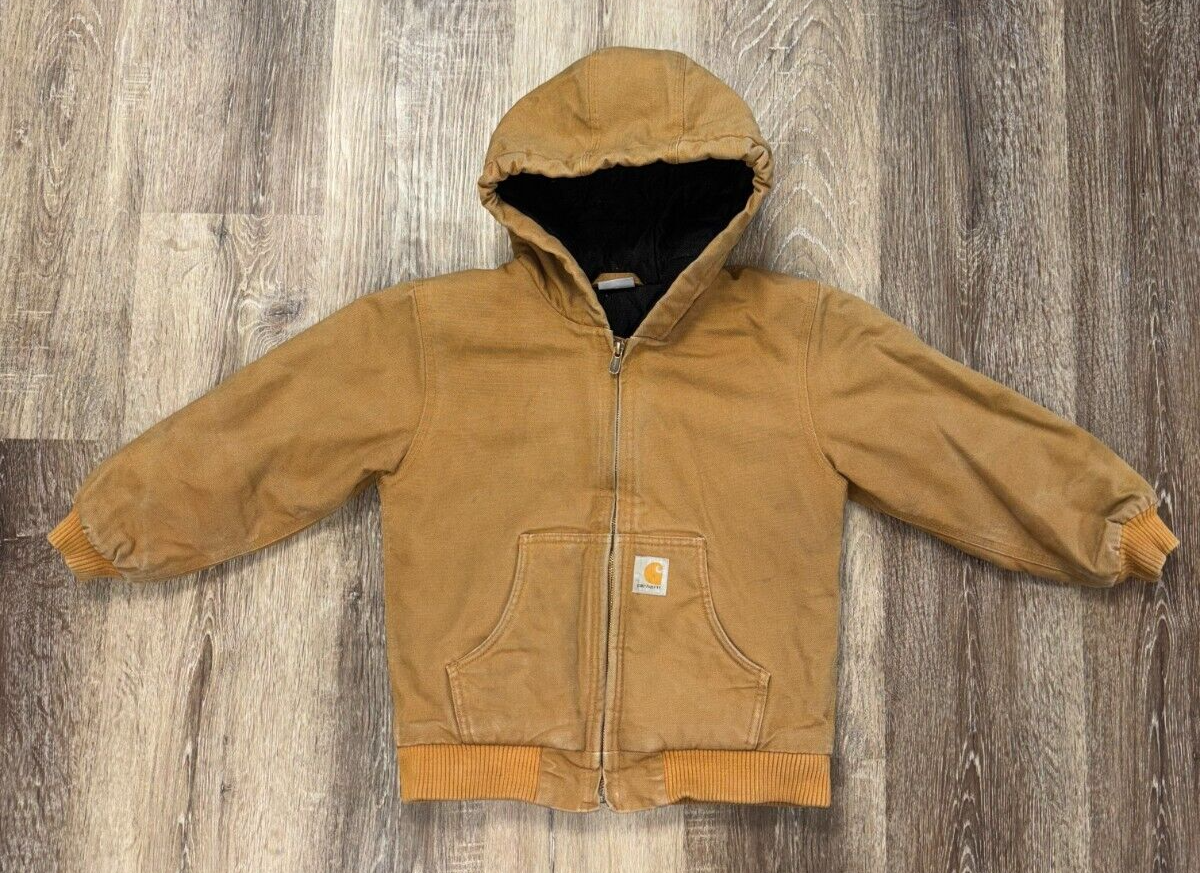 Carhartt RN13706 Quilted Lined Hooded Jacket Brown Tan Youth Carhartt RN13706 Quilted Lined Hooded Jacket Brown Tan Youth
