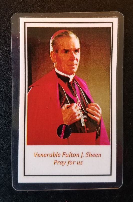 Venerable Archbishop Fulton J SHEEN Sash 2nd CLASS RELIC Church Prayer Holy Card
