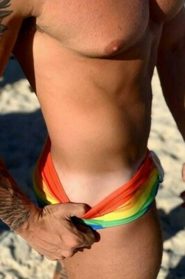Shirtless Male Muscular Beach Hunk Tan Line Man PHOTO 4X6 B280