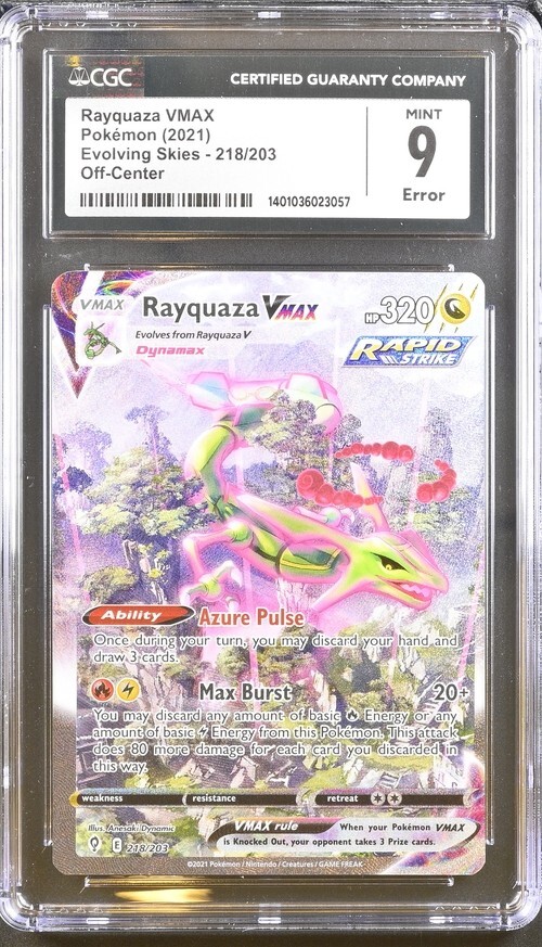 ERROR CGC 9 RAYQUAZA VMAX OFF CENTER EVOLVING SKIES 218 2021