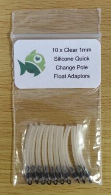 10 x XSmall Clear 1mm Silicone Quick Change Pole Float Adaptors