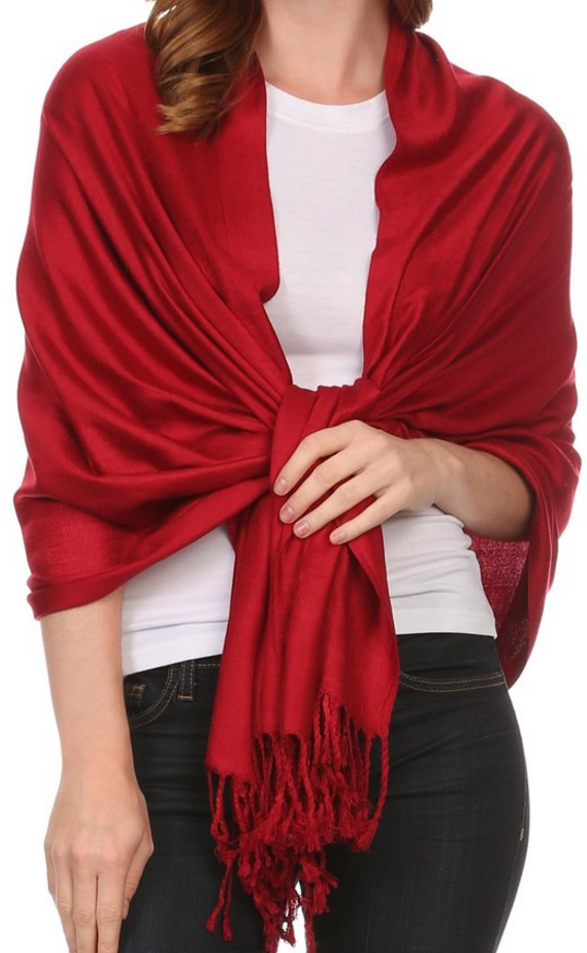 Burgundy Red Wine Pashmina Scarf Shawl Evening Wedding Events Fuchsia Party Wrap