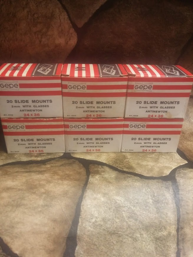 GEPE 6 Boxes  Slide Mounts (6002)  2mm 24 x 36 With Glasses Antinewton NOS
