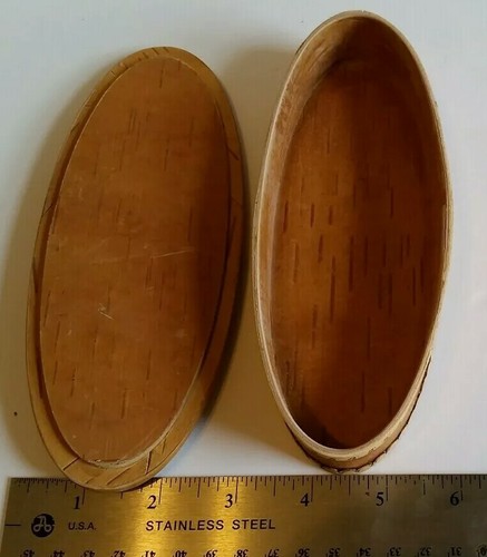 Handcrafted Russian Birch Bark Amber & Flower Decorated Jewelry Or Trinket Box