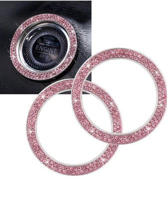ToBeQueen Crystal Rhinestone Ring For Car Bling Ring Decal For Vehicle 2Pc