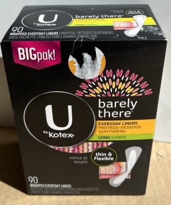 NEW U by Kotex Barely There Thin Pantiliners 90ct Light Absorbency Long Liners