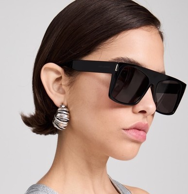 Pre-owned Saint Laurent Yves  Sl-651-vitti-001 Black Sunglasses