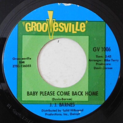 J.J. BARNES Baby Please Come Back Home GROOVESVILLE 45 northern soul jj chains